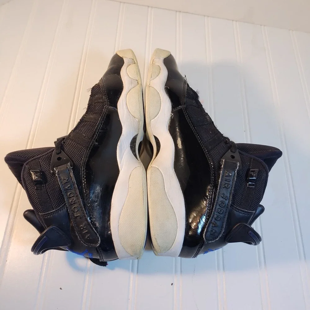 Nike Air Jordan Rings Basketball Sneakers Black Blue White 6Y 323419-016